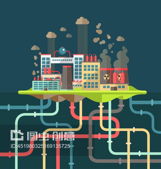 现代平面生态概念设计。Modern flat design conceptual ecological